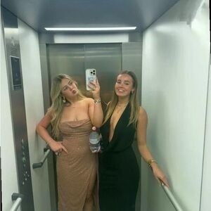 Oh Polly Peach and Gray Dress